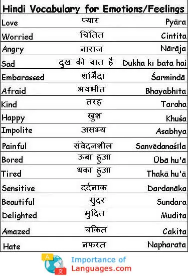 Hindi Emotion and Feelings Phases 