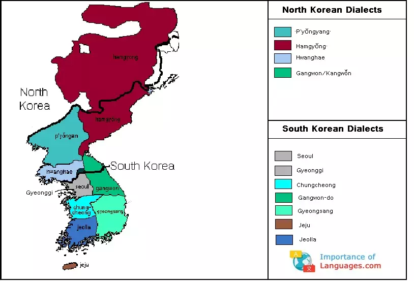 Korean Dialects Map List
