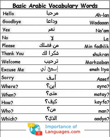 basic words arabic basic words arabic